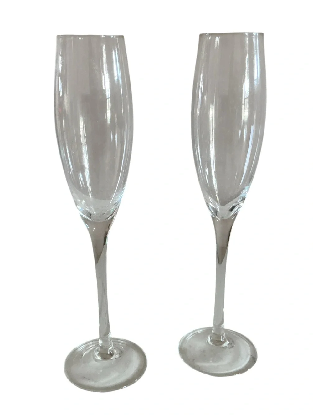Calvin Klein set of 2 champagne flutes clear glass 10”